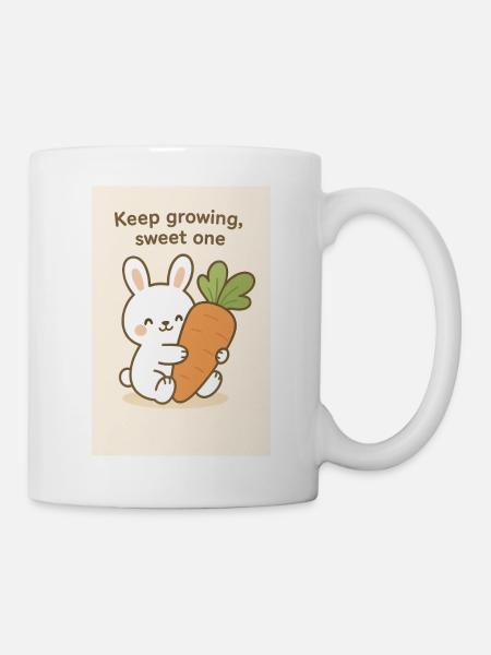 Kawaii Hase mit Riesenkarotte - Tasse - Weiß