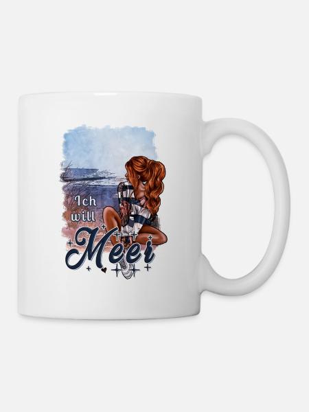 Ich will Meer – maritimes Mädchen Design - Tasse - Weiß