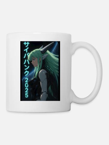Cyberpunk 2025, Anime Manga Art - Tasse - Weiß