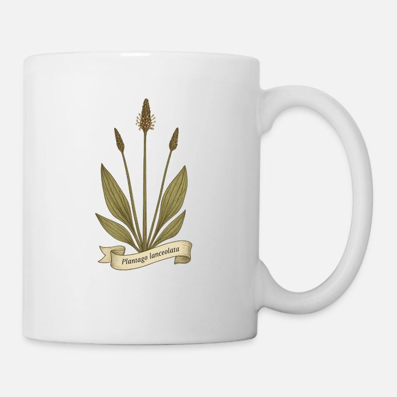 Plantain - Wild Herb Vintage Design - Mug - white
