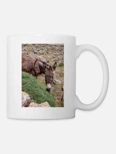 Esel auf einem Feld Landschaft Insel Mykonos - Tasse - Weiß