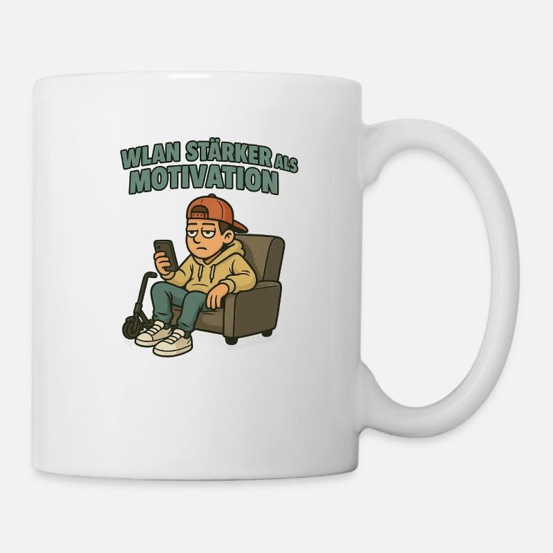 WLAN übertrifft Motivation – jeden Tag - Tasse - Weiß
