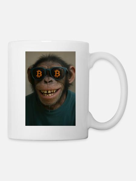 Bitcoin rencontre Monkey Joe - Mug blanc - blanc