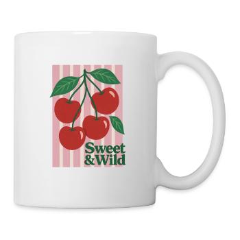 Cherry T-shirt on pink vintage style - Mug - white - Right