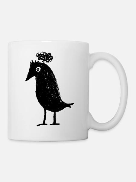 Nachdenklicher Rabe Overthinker Gedanken ADHS Goth - Tasse - Weiß