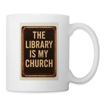Die Bibliothek ist meine Kirche - Tasse - Weiß - Rechts