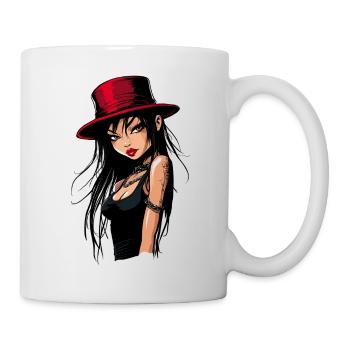 Black-haired beauty - comic girl - Mug - white - Right