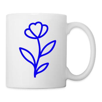 Line Art Blume – Minimalistisches Blumenmotiv in e - Tasse - Weiß - Rechts