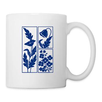 Blue minimalist flowers trendy vintage look - Mug - white - Right