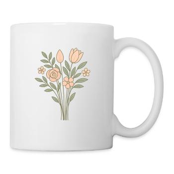 Pastellblumen – Zartes florales Kunstdesign - Tasse - Weiß - Rechts