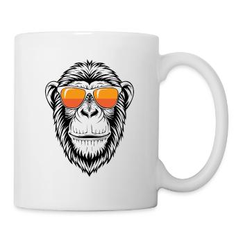 Affe Bonobo mit Sonnenbrille 🐒 - Tasse - Weiß - Rechts
