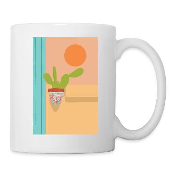 Boho Cactus Opuntia Malaga - Mug blanc - blanc - Droite