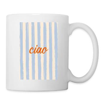 Ciao blau gestreift - Tasse - Weiß - Rechts
