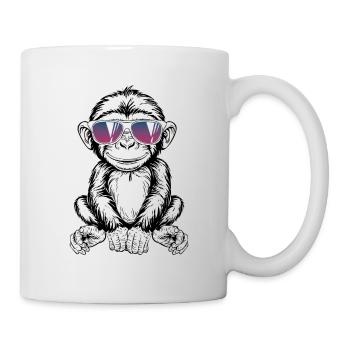 Baby Affe Bonobo mit Sonnenbrille 🐵 - Tasse - Weiß - Rechts