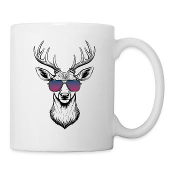 Hirsch 🦌 mit Sonnebrille - Tasse - Weiß - Rechts