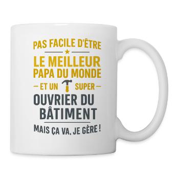 Papa ouvrier du bâtiment cadeau fête des pères - Mug blanc - blanc - Droite