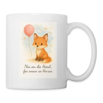 Aufkleber Fuchs mit Ballon für Grabkerze - Tasse - Weiß - Rechts