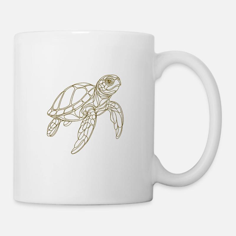Schlichte filigrane Schildkröte - Tasse - Weiß