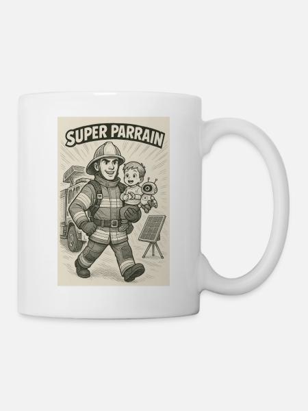 Super Parrain pompiers - Mug blanc - blanc