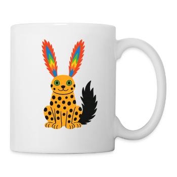 Guépard exotique fantastique avec oreilles en plumes arc-en-ciel - Mug blanc - blanc - Droite