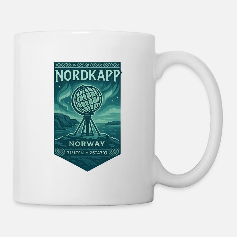 Nordkapp Norway Polar Style Globe & Coordinates - Mug - white