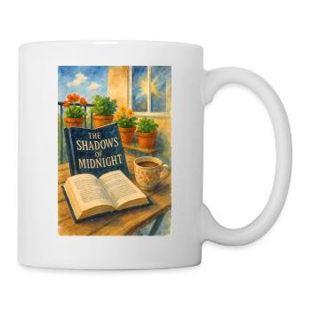 Bücher, Blumen und Kaffee - Tasse - Weiß - Rechts