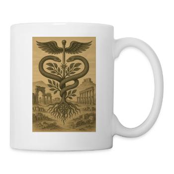 Griechisch Caduceus Hermes Archäologie Schlangenruine Stätte - Tasse - Weiß - Rechts