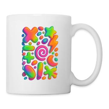 Neon Fusion – 3D shape chaos in bright colors - Mug - white - Right