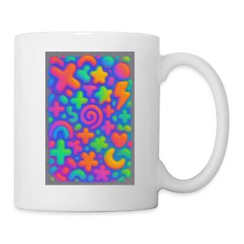 Neon Overload – Überlappende 3D Pop-Art Explosion - Tasse - Weiß - Rechts
