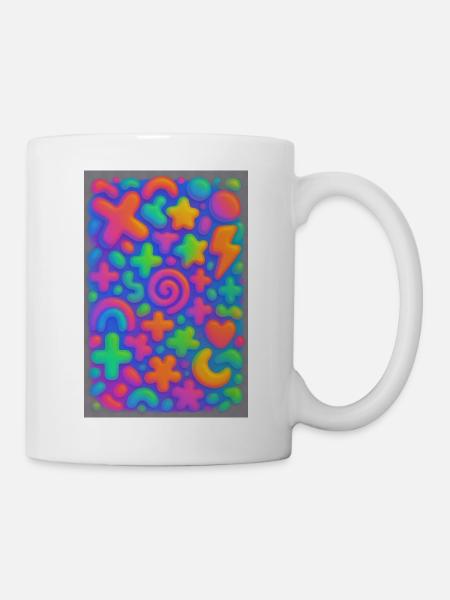 Neon Overload – Overlapping 3D Pop Art Explosion - Mug - white