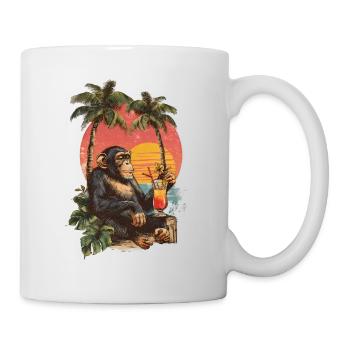 Singe relaxant avec cocktail – Soleil de plage tropicale - Mug blanc - blanc - Droite