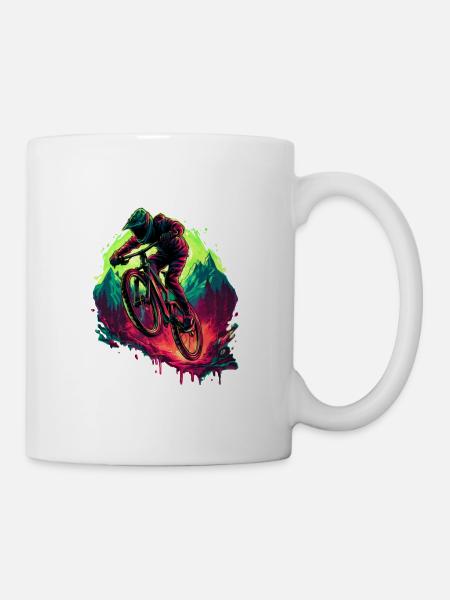 VTT Rider Néon – Design Descente VTT - Mug blanc - blanc