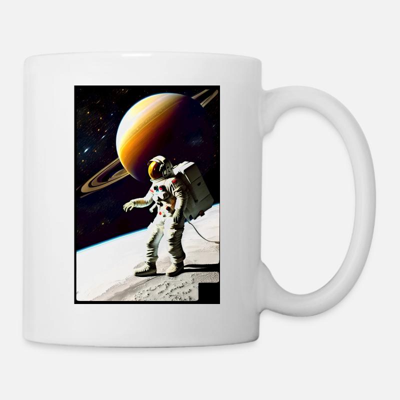 astronaut schwebend orange - Tasse - Weiß