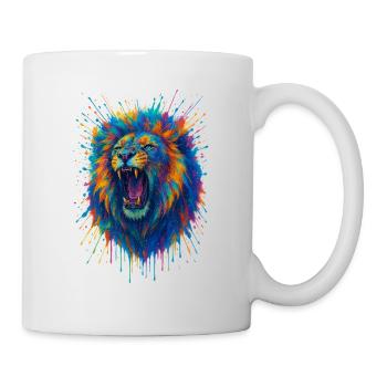 Lion qui rugit, coloré - Mug blanc - blanc - Droite