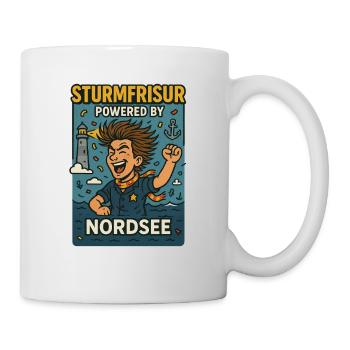 Sturmfrisur powered by Nordsee - Tasse - Weiß - Rechts