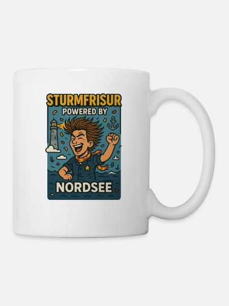 Sturmfrisur powered by Nordsee - Tasse - Weiß