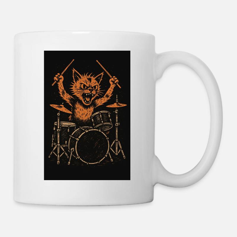 Drummer Cat Punk Rock Music - Tasse - Weiß