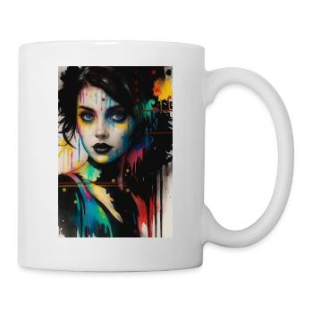 Portrait regard femme omikly cou éclaboussure art - Mug blanc - blanc - Droite
