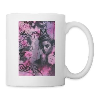 Pink queen Omikly popart rose couronne Graffiti - Mug blanc - blanc - Droite
