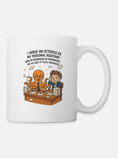 0008 octopus assistant - Tasse - Weiß