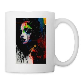 Femme graffiti pop art omikly éclaboussures color - Mug blanc - blanc - Droite