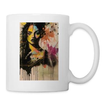 Portrait regard femme omikly cou éclaboussure art - Mug blanc - blanc - Droite
