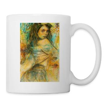 Pop Art Frau omikly Jeans lange Haare clara - Tasse - Weiß - Rechts