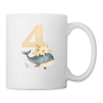 whale birthday number4 printready - Tasse - Weiß - Rechts