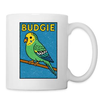 Budgie Cartoon - Weathered Look - Mug - white - Right