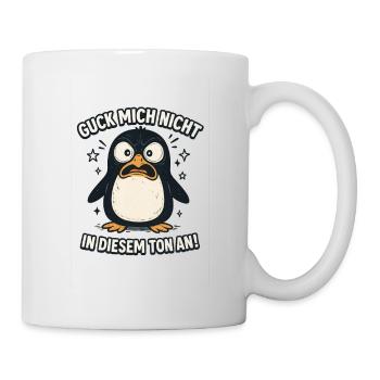 Ne me regarde pas sur ce ton Drôle de pingouin - Mug blanc - blanc - Droite