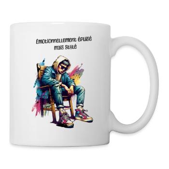 Emotionnellement épuisé mais super stylé - Mug blanc - blanc - Droite