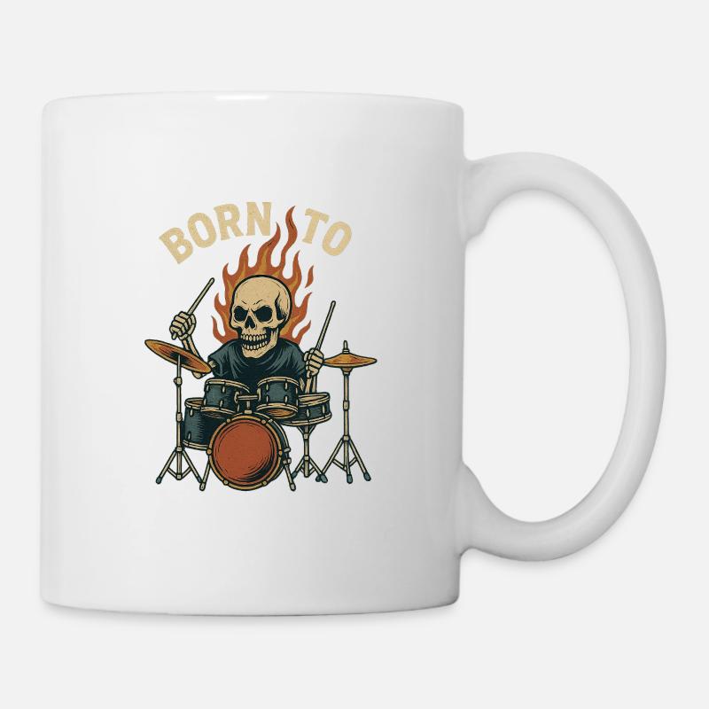 Né pour tambouriner - Mug blanc - blanc