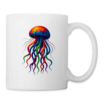 WPAP Stil Polygon Tiere - Qualle - Tasse - Weiß - Rechts
