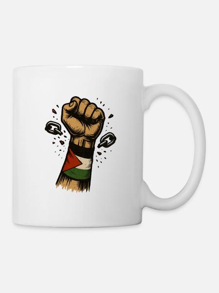 Faust bricht die Ketten – Freiheit für Gaza - Tasse - Weiß